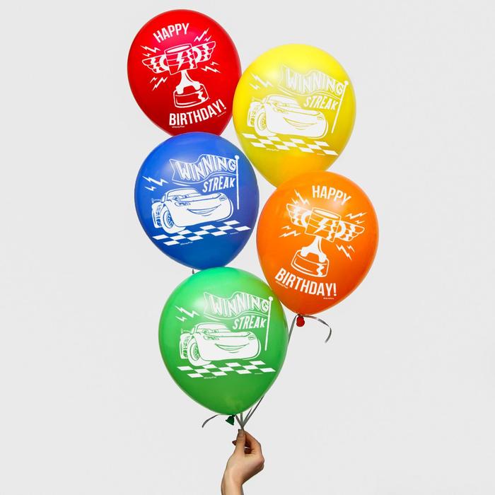 Воздушные шары, набор "Тачки, Happy Birthday", Disney,   (набор 5 шт) - Фото 1