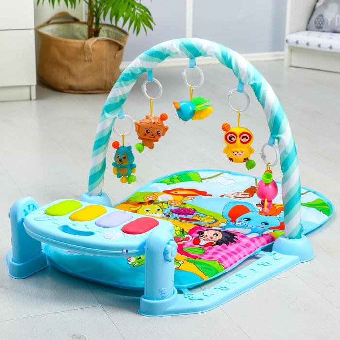 Развивающий коврик «Малыши», с пианино, голубой 49482