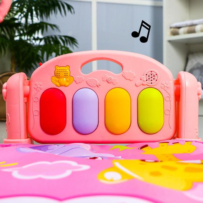 Развивающий коврик «Счастливые малыши», с пианино, розовый 49487