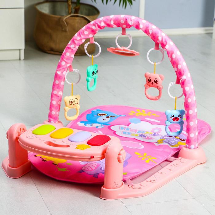 Развивающий коврик «Счастливые малыши», с пианино, розовый 49487