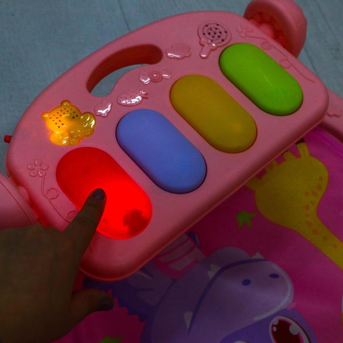 Развивающий коврик «Счастливые малыши», с пианино, розовый 49487