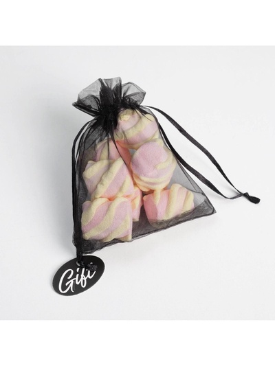 Мешочек подарочный органза черный «Подарок», с шильдиком, 10×12 см ± 1.5 см