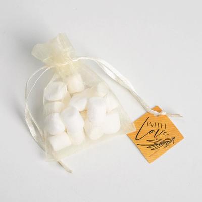 Мешочек подарочный органза бежевый «С любовью», с шильдиком, 7×9 см ±1.5 см