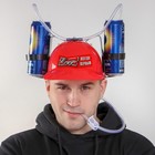 Каска «Будь всегда первым», с отверстиями под банки, красная - Фото 2