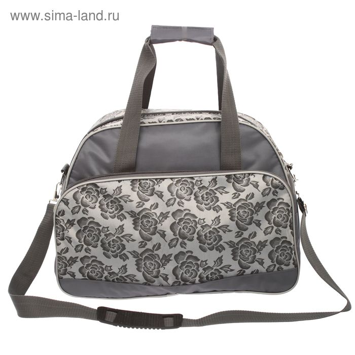 Сумка дорожная, 1 отдел, 2 наружных кармана, длинный ремень, цвет серый - Фото 1