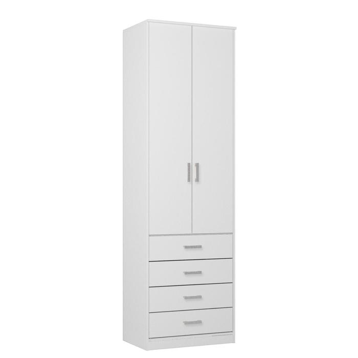 Шкаф двухстворчатый Орион с ящиками, 700х2300х450, Белый/Белый - Фото 1