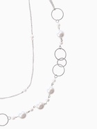 Бусы «Жемчужный мир» кольца с бусинами, белые в серебре, 90 см - Фото 5