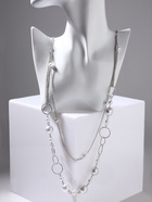 Бусы «Жемчужный мир» кольца с бусинами, белые в серебре, 90 см 6779354