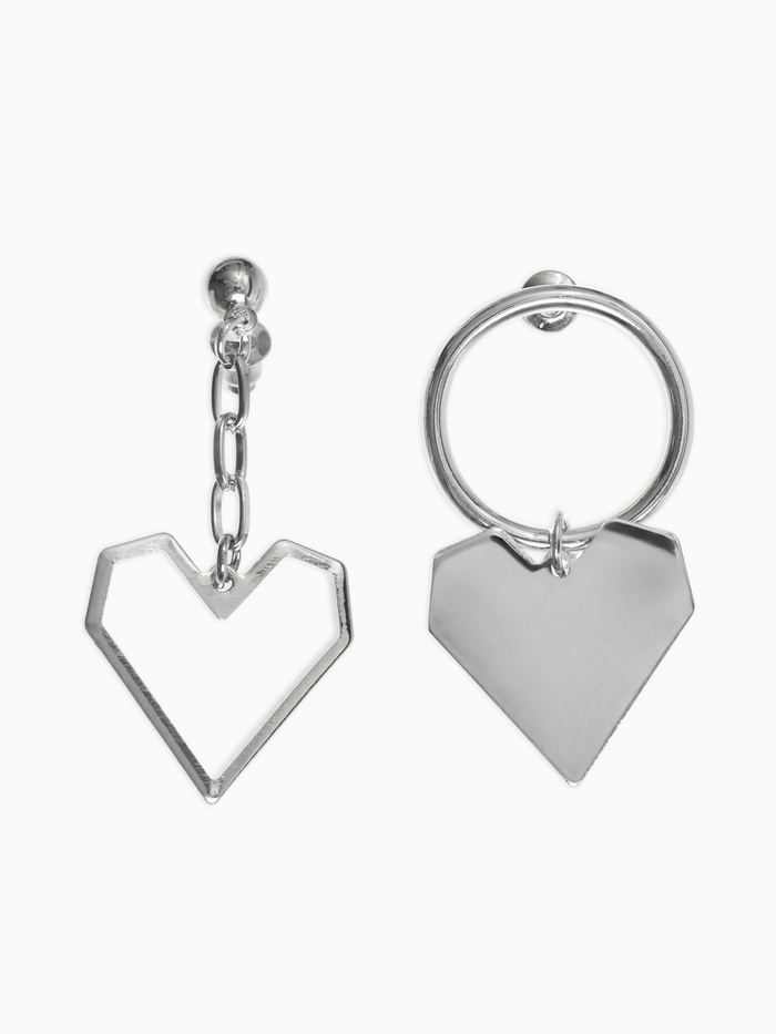 Серьги металл «Сердце», графика, цвет серебро - Фото 1