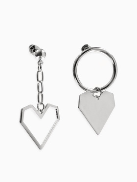 Серьги металл «Сердце» графика, цвет серебро 6779410