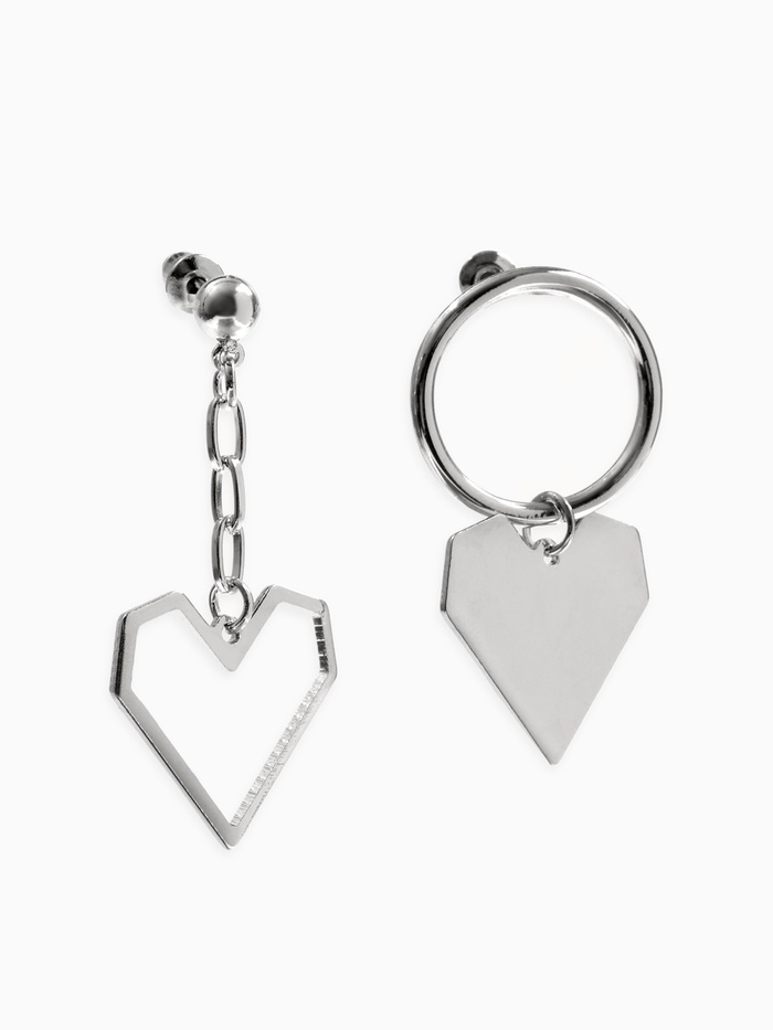 Серьги металл «Сердце» графика, цвет серебро - Фото 1