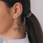 Серьги ассорти «Витраж» в круге, цветные в золоте (комплект 5 шт) - фото 31311790