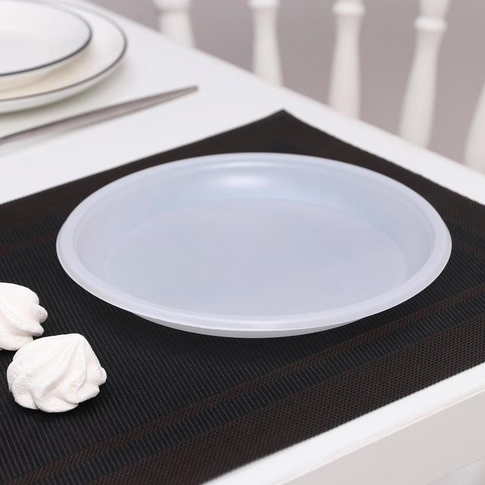 Тарелки одноразовые Мистерия, набор 12 шт., d=20.5 см, пластик, белый - Фото 1