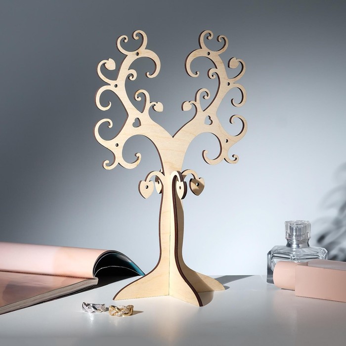Подставка для украшений «Дерево сердечко» 24×10,5, толщина 4 мм, цвет бежевый - фото 1896940568