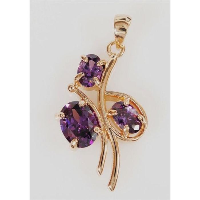 Подвеска с аметистом "Бант", позолота с родированием - Фото 1