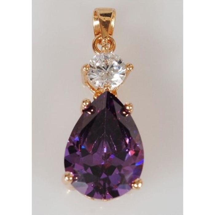 Подвеска с аметистом "Груша", позолота с родированием - Фото 1