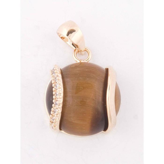 Подвеска с тигровым глазом "Элана", позолота с родированием - Фото 1