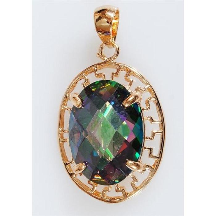 Подвеска с фианитом мистик "Греческий", позолота с родированием - Фото 1