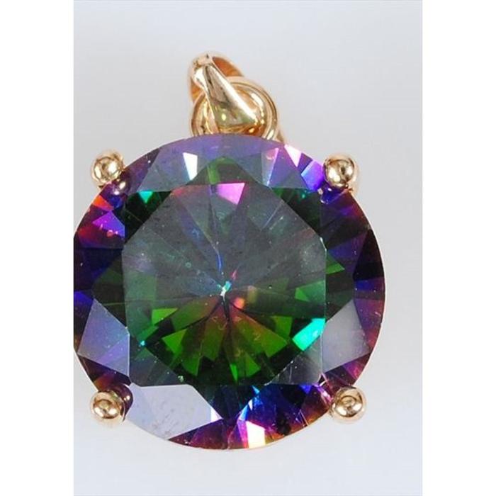 Подвеска с фианитом мистик "Круг", позолота с родированием - Фото 1
