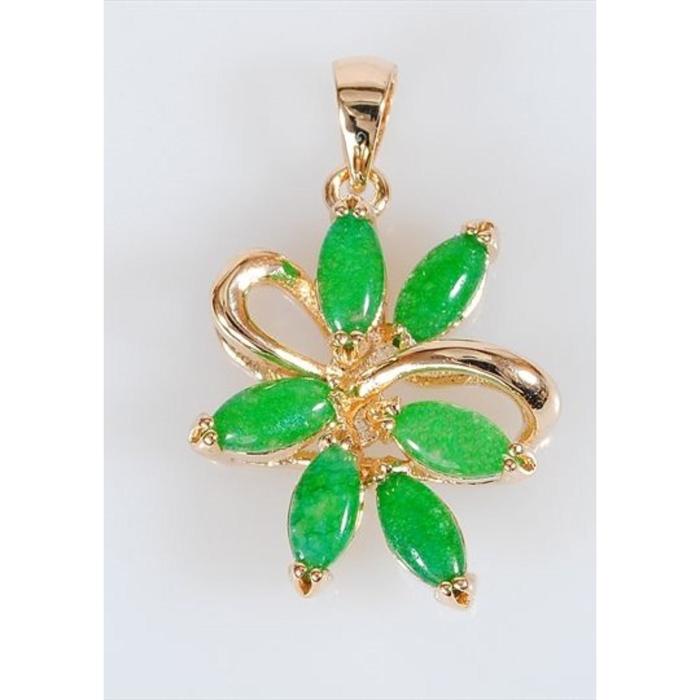 Подвеска с хризопразом "6 камней", позолота с родированием - Фото 1