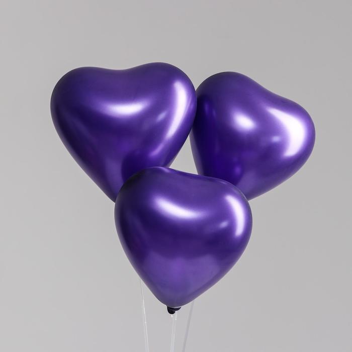 Шар латексный сердце 12", перламутровый, набор 100 шт., цвет фиолетовый - Фото 1