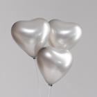 Шар латексный сердце 12", перламутровый, набор 100 шт., цвет серебро - фото 9213624
