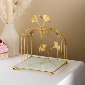 Подставка под десерты «Мрамор», 20×20×25 см, цвет металла золотой