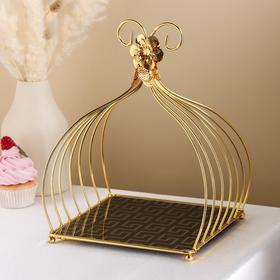 Подставка для десертов квадратная «Шатёр», 27×25×29 см, цвет металла золотой