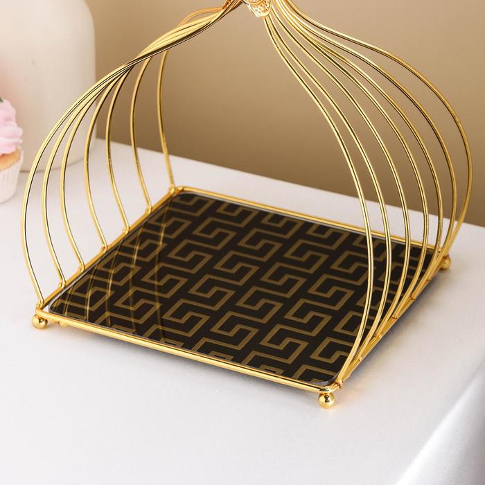 Подставка для десертов квадратная «Шатёр», 27×25×29 см, цвет металла золотой - фото 1907211396
