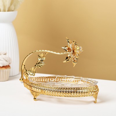 Фруктовница «Лист», 23×12×18 см, металл, золотистая