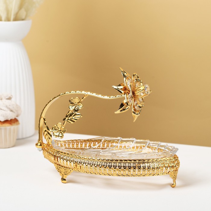 Фруктовница «Лист», 23×12×18 см, металл, золотистая - Фото 1