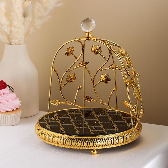 Подставка для десертов круглая «Алюр», 22×22×26 см, цвет металла золотой - Фото 1