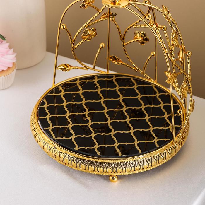 Подставка для десертов круглая «Алюр», 22×22×26 см, цвет металла золотой - фото 1886599174
