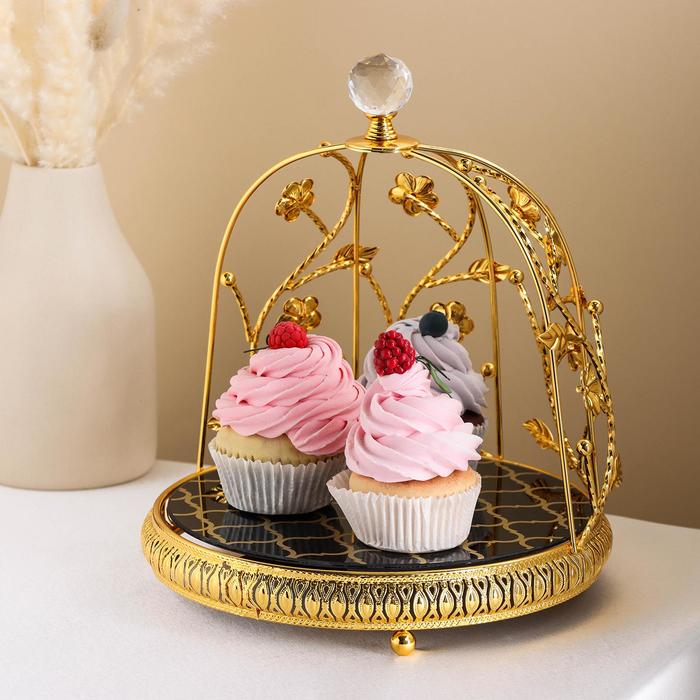 Подставка для десертов круглая «Алюр», 22×22×26 см, цвет металла золотой - фото 1886599175