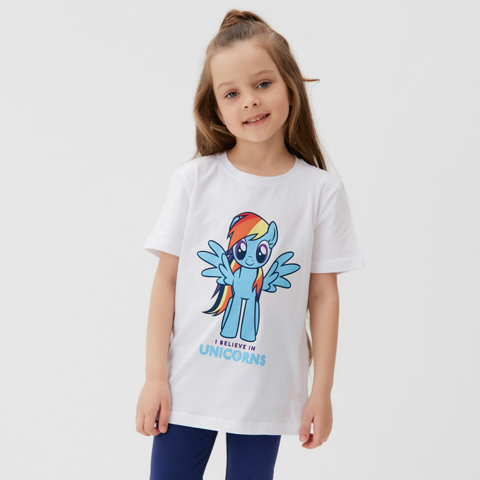 Футболка детская "Rainbow Dash", Мой маленький пони, рост 98-104, белый - Фото 1