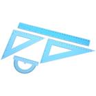 Набор чертёжный 4 предмета (линейка 30 см, угольник 19 см/ 30°, угольник 13 см/ 45°, транспортир) МИКС - Фото 3