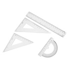 Набор чертёжный Calligrata, 4 предмета (линейка 20 см, угольник 14 см/ 30°, угольник 10 см/ 45°, транспортир), прозрачный - Фото 2