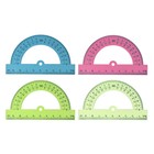 Транспортир Calligrata. NEON Cristal, 10 см, 180°, МИКС - Фото 1