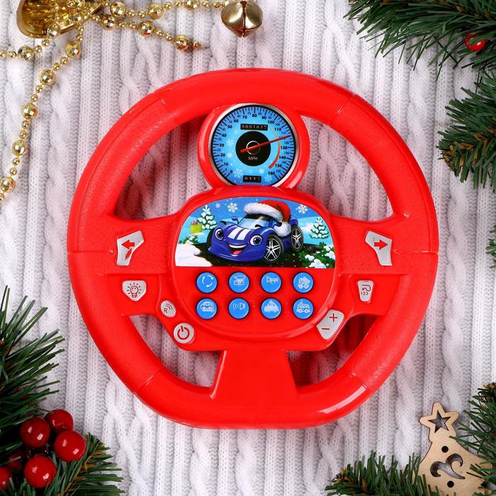 Музыкальный руль «Новогоднее путешествие», звук, работает от батареек, цвет красный, в пакете - Фото 1