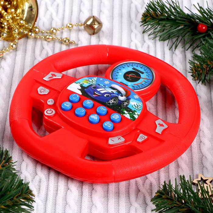 Музыкальный руль «Новогоднее путешествие», звук, работает от батареек, цвет красный, в пакете - фото 1888081222