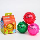 Развивающий тактильный мячик «Зверята», диаметр 8 см., цвет МИКС, Крошка Я - фото 24522489