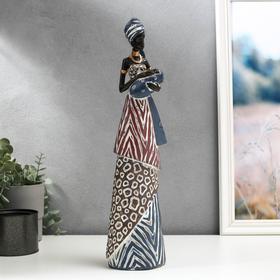 Сувенир полистоун "Африканка с младенцом в наряде под зебру" 43,5х8х11,5 см