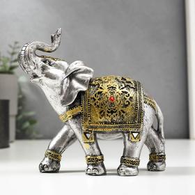 Сувенир полистоун "Слон в золотой попоне с рубином" 14,7х15х6 см