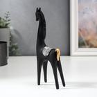 Сувенир полистоун "Чёрный конь с золотой гривой" 18,5х6,8х3,3 см - фото 21234622