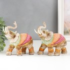 Сувенир полистоун "Слон в разноцветной попоне с рисунками" под дерево МИКС 15х16х7,7 см 5465322