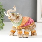 Сувенир полистоун "Слон в разноцветной попоне с рисунками" под дерево МИКС 15х16х7,7 см 5465322