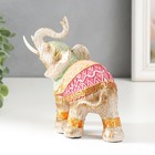 Сувенир полистоун "Слон в разноцветной попоне с рисунками" под дерево МИКС 15х16х7,7 см - фото 9214693