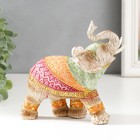 Сувенир полистоун "Слон в разноцветной попоне с рисунками" под дерево МИКС 15х16х7,7 см 5465322