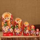 Матрешка  "Ромашки" с косой, красная, 5-ти кукольная - фото 4679744
