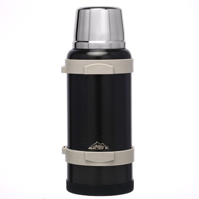 Термос Мастер К Volume, 3.2 л, с ситечком, с двумя кружками, сохраняет тепло 72 ч, нержавеющая сталь, чёрный